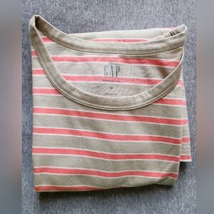 GAP Women's Size M Pink and Tan Cotton Striped Tee